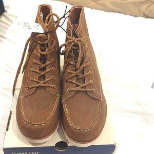 NWT St. John's Bay Boswell Wedge Heel Booties In Tan Size 11M